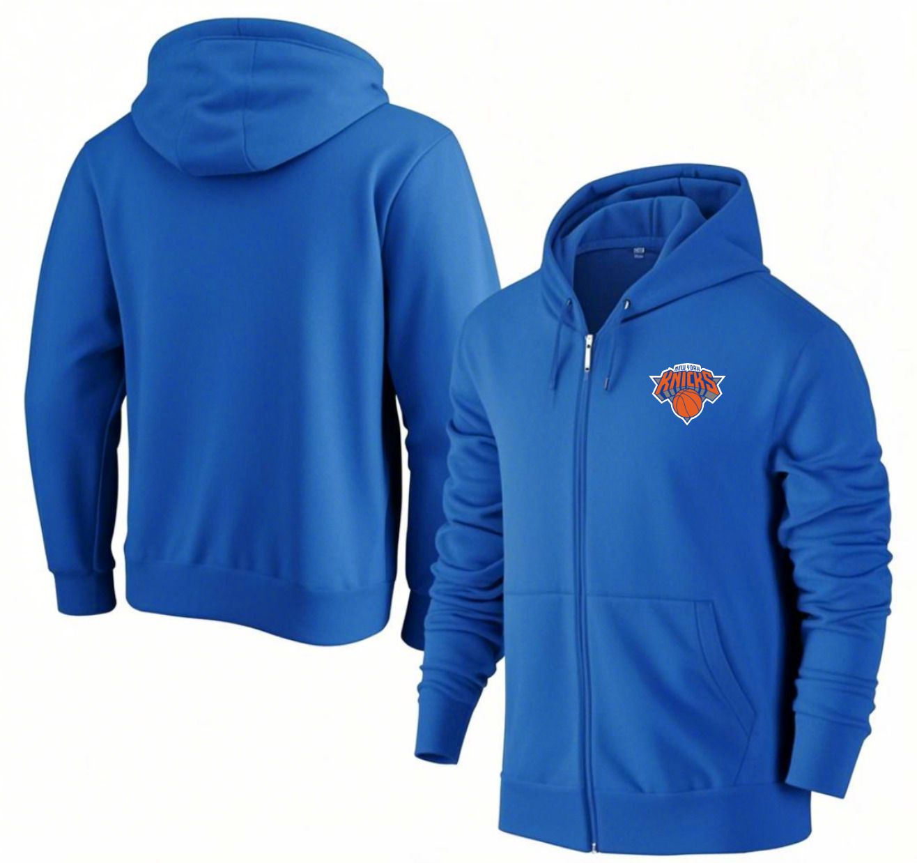 Men New York Knicks Blue Zipper hoodie 2025 NBA Jersey style 1->new york knicks->NBA Jersey
